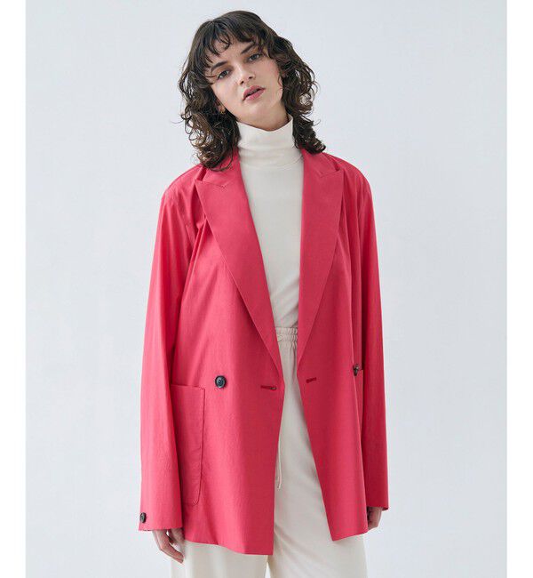 BEIGE,「【洗える・FUDGE 6月号掲載】MALLOW / コットンテーラードオーバージャケット」|テーラードジャケット|Poppy Red