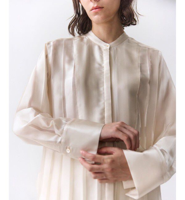 BEIGE,「HAUYNITE / シアーストライプバンドカラーブラウス」|シャツ・ブラウス|