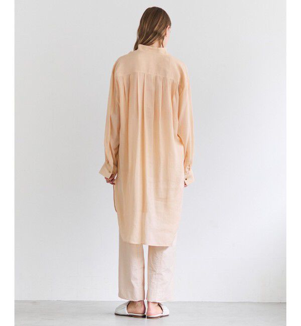 BEIGE,「PAULINE / リネンヴィスコースオーバーサイズロングシャツ」|シャツ・ブラウス|