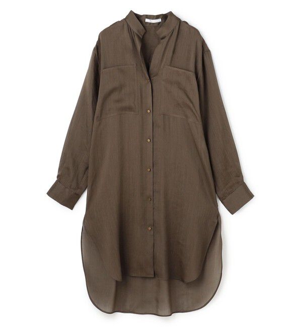 BEIGE,「PAULINE / リネンヴィスコースオーバーサイズロングシャツ」|シャツ・ブラウス|Khaki