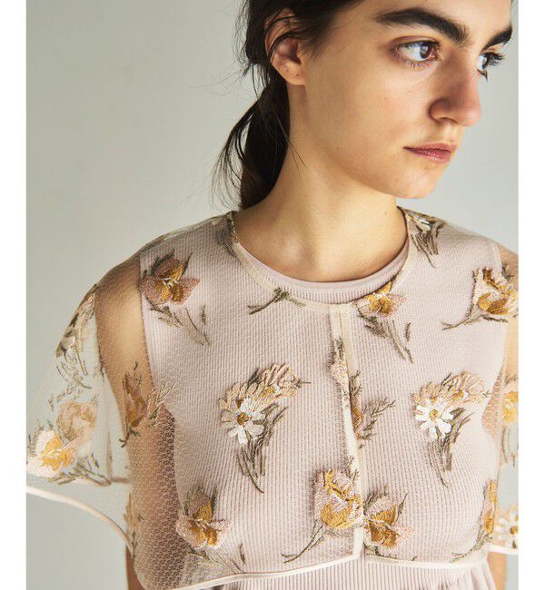 GRACE CONTINENTAL「刺繍ケープニットトップ」|ニット・セーター|