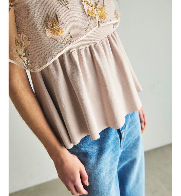 GRACE CONTINENTAL「刺繍ケープニットトップ」|ニット・セーター|