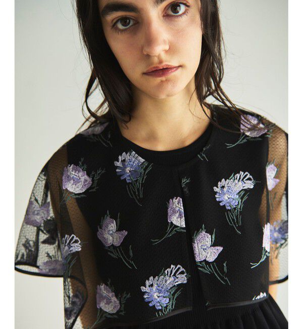 GRACE CONTINENTAL「刺繍ケープニットトップ」|ニット・セーター|