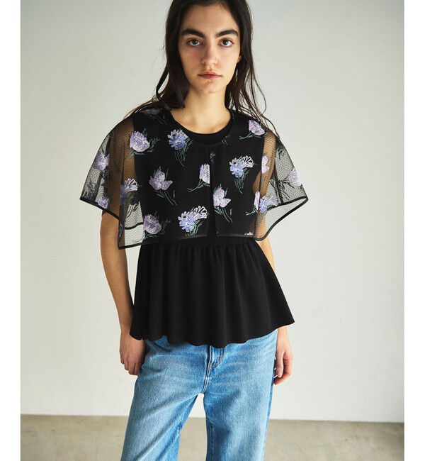 GRACE CONTINENTAL「刺繍ケープニットトップ」|ニット・セーター|