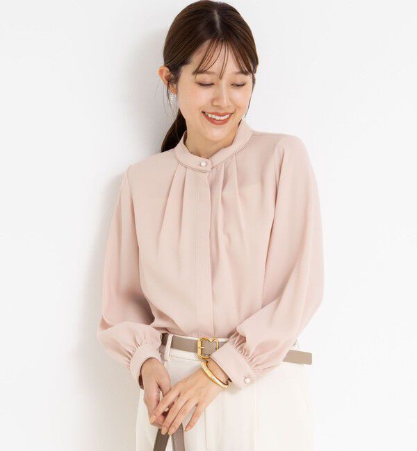 NOLLEY'S sophi「ウォッシャブルバックサテンパール釦タックブラウス」|シャツ・ブラウス|