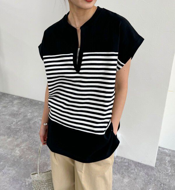fredy emue「スキッパーフレンチボーダープルオーバーカットソー」|Tシャツ・カットソー|