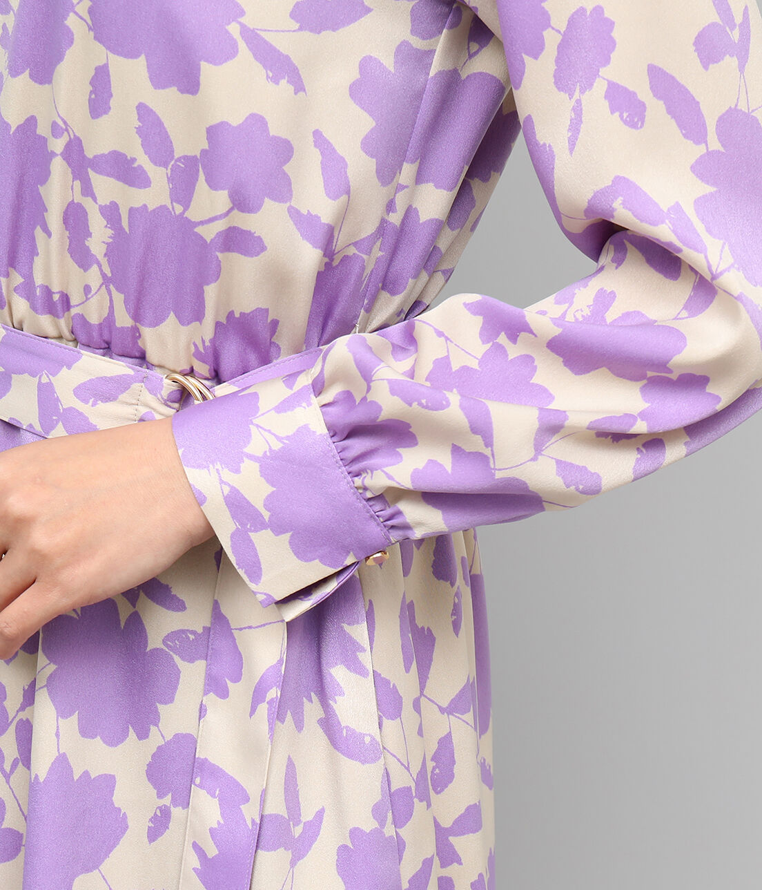 ROPE「起毛サテン花柄ワンピース」|ワンピース|