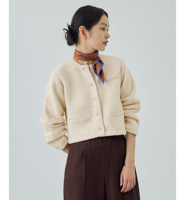 ROPE「ツイードニットショート丈カーディガン/イージーケア」|カーディガン|