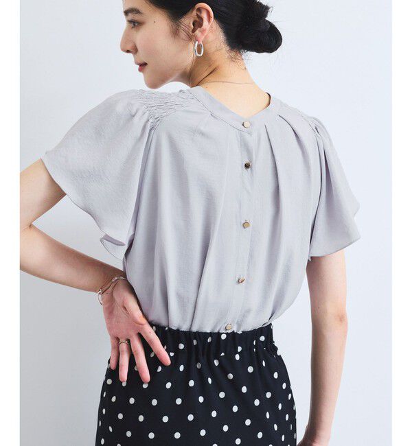 VIS「【接触冷感】エステルローンソフトタッチギャザーブラウス/通勤対応【WEB限定】」|シャツ・ブラウス|ブルー系(47)