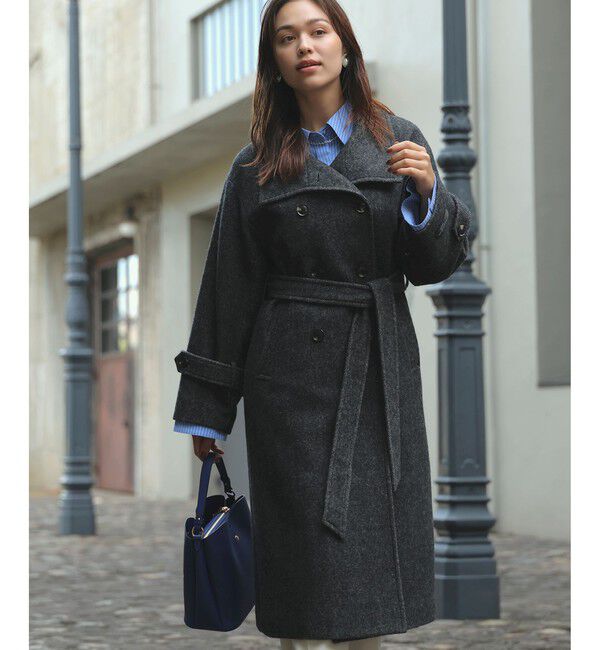 VIS「尾州シャギースタンドカラーロングコート/静電気防止・WEB限定PS・TMサイズ」|その他|