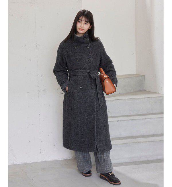 VIS「尾州シャギースタンドカラーロングコート/静電気防止・WEB限定PS・TMサイズ」|その他|