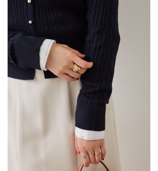 VIS「無地＆ストライプダブルカラーウエスト切り替えシャツ」|シャツ・ブラウス|