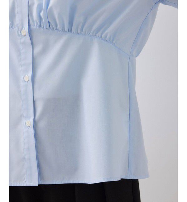 VIS「無地＆ストライプダブルカラーウエスト切り替えシャツ」|シャツ・ブラウス|