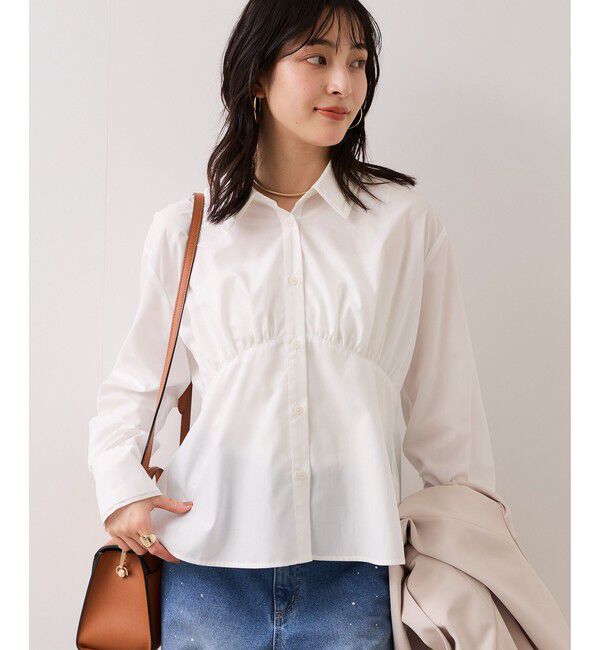 VIS「無地＆ストライプダブルカラーウエスト切り替えシャツ」|シャツ・ブラウス|