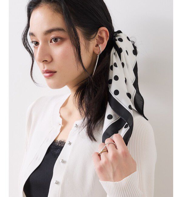 VIS「ドット柄スカーフ 70&times;70cm」|バンダナ・スカーフ|