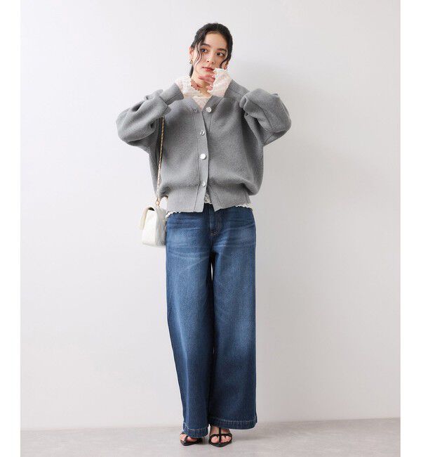 VIS「ベルト付きワイドシルエットデニムパンツ」|デニム|