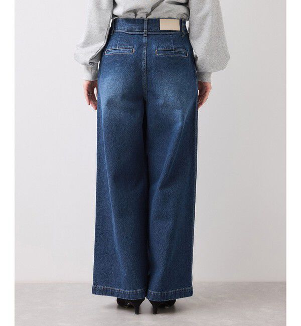 VIS「ベルト付きワイドシルエットデニムパンツ」|デニム|