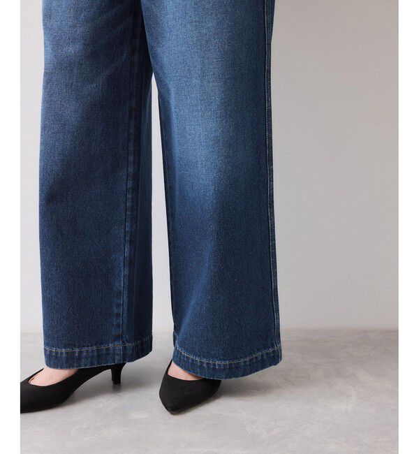 VIS「ベルト付きワイドシルエットデニムパンツ」|デニム|