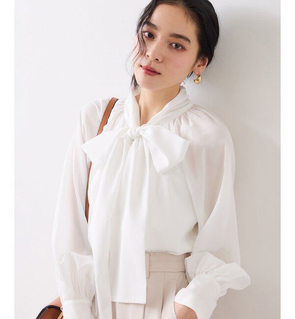 VIS「前後2WAYボリュームボウタイブラウス/イージーケア」|シャツ・ブラウス|オフホワイト(15)