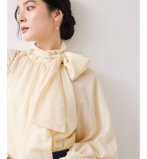 VIS「前後2WAYボリュームボウタイブラウス/イージーケア」|シャツ・ブラウス|イエロー系(81)