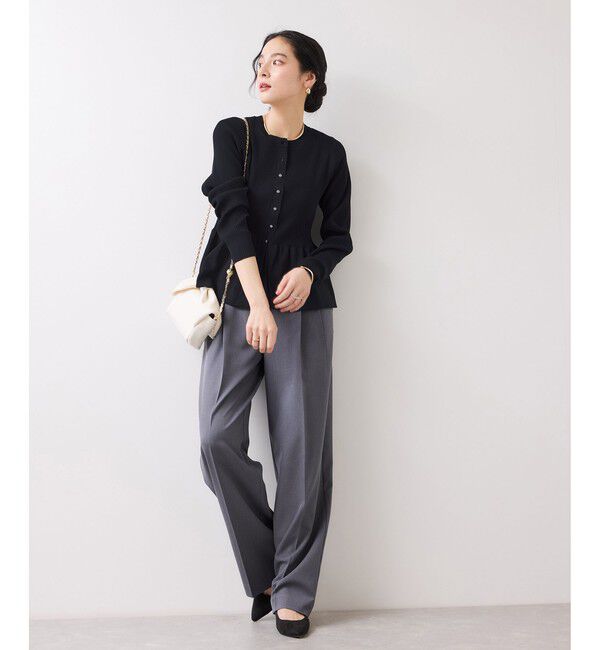 VIS「【美得】ペプラムニットカーディガン/イージーケア」|カーディガン|