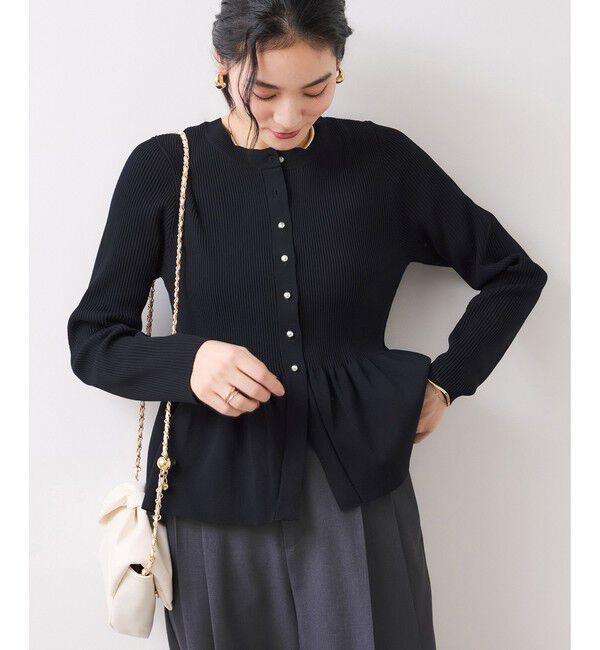 VIS「【美得】ペプラムニットカーディガン/イージーケア」|カーディガン|