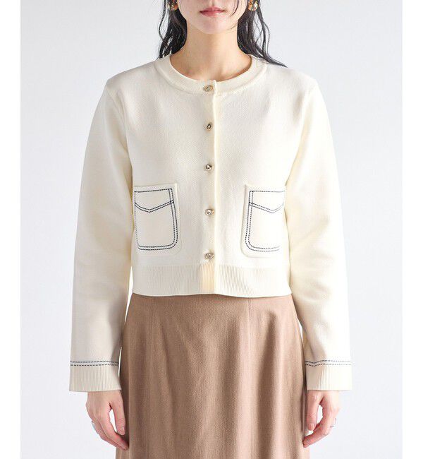 VIS「ステッチワークニットジャケット」|カーディガン|