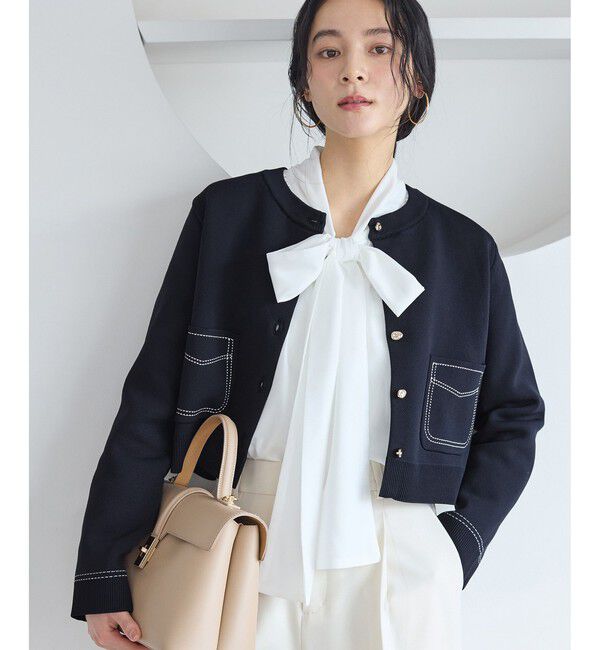 VIS「ステッチワークニットジャケット」|カーディガン|