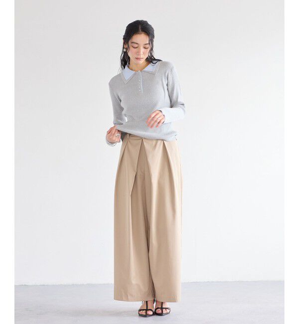 VIS「フロントタックデザインワイドパンツ」|チノ|