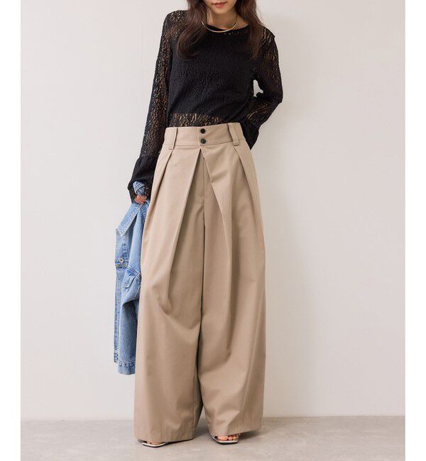 VIS「フロントタックデザインワイドパンツ」|チノ|