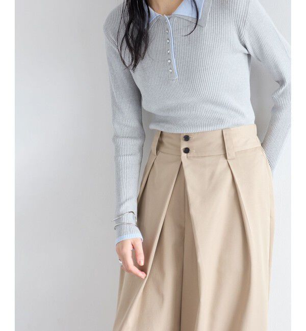 VIS「フロントタックデザインワイドパンツ」|チノ|