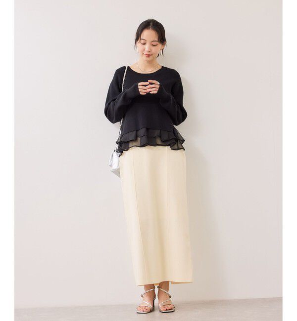 VIS「【美得】ペプラムオーガンジードッキングニットプルオーバー」|ニット・セーター|