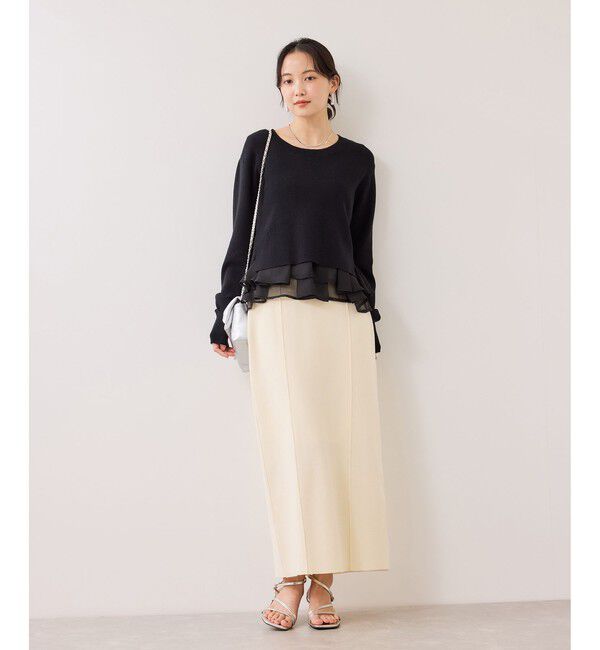 VIS「【美得】ペプラムオーガンジードッキングニットプルオーバー」|ニット・セーター|