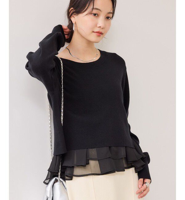 VIS「【美得】ペプラムオーガンジードッキングニットプルオーバー」|ニット・セーター|
