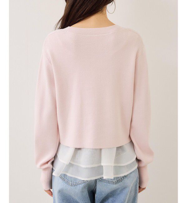 VIS「【美得】ペプラムオーガンジードッキングニットプルオーバー」|ニット・セーター|