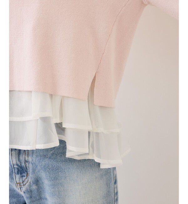 VIS「【美得】ペプラムオーガンジードッキングニットプルオーバー」|ニット・セーター|