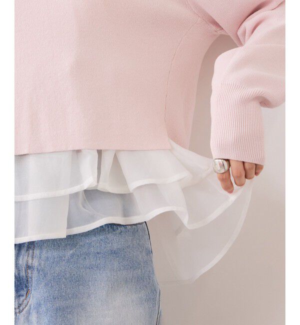 VIS「【美得】ペプラムオーガンジードッキングニットプルオーバー」|ニット・セーター|