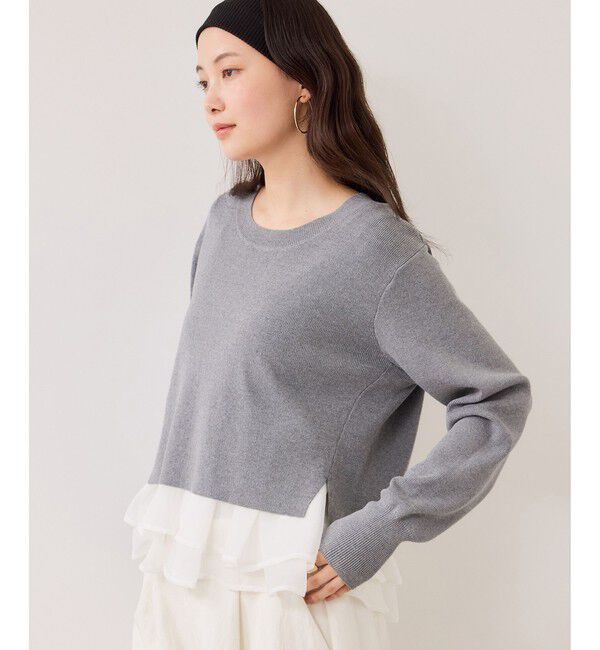 VIS「【美得】ペプラムオーガンジードッキングニットプルオーバー」|ニット・セーター|