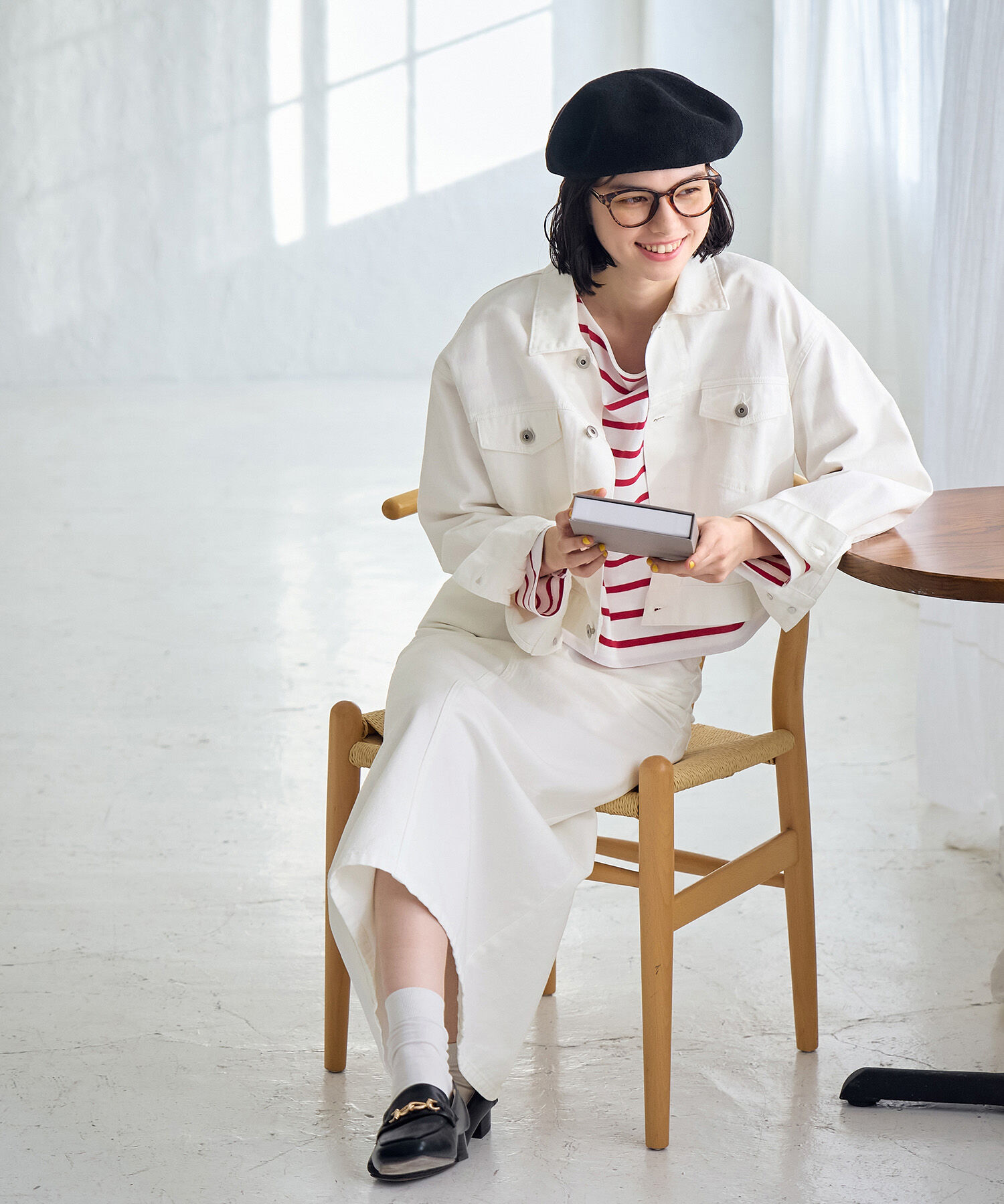 ROPE' PICNIC R「ショート丈ホワイトデニムジャケット」|デニムジャケット|