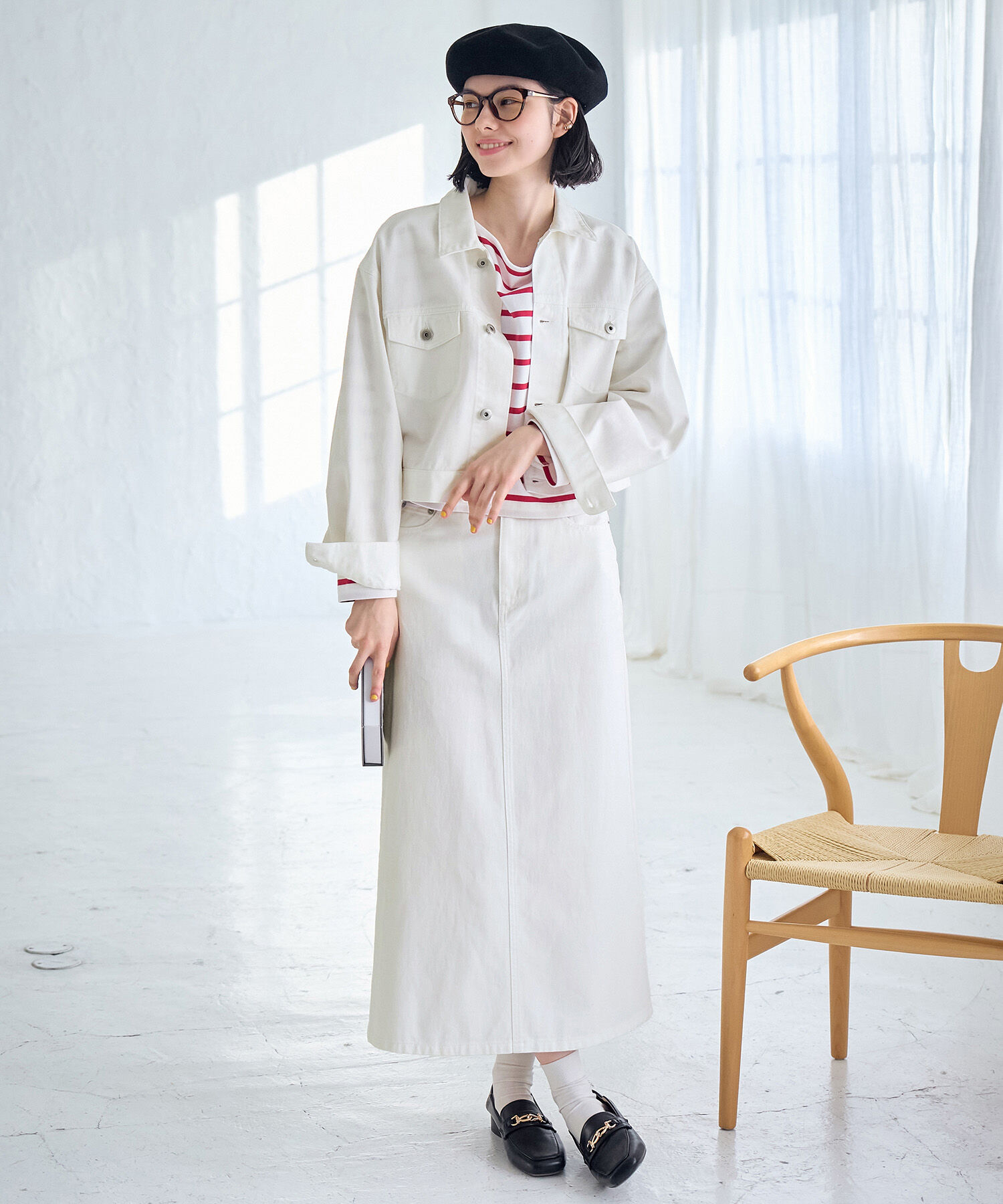 ROPE' PICNIC R「ショート丈ホワイトデニムジャケット」|デニムジャケット|