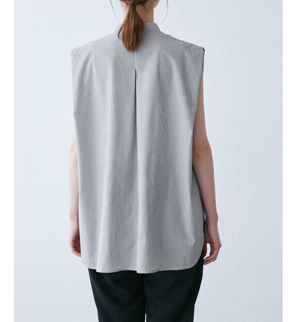 Rope&rsquo;Picnic「【UVカット・接触冷感・イージーケア】バンドカラーノースリーブシャツ/通勤対応」|シャツ・ブラウス|