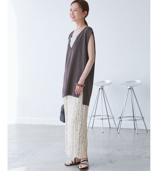 Rope&rsquo;Picnic「ガーデンフラワープリーツパンツ/リンクコーデ」|チノ|