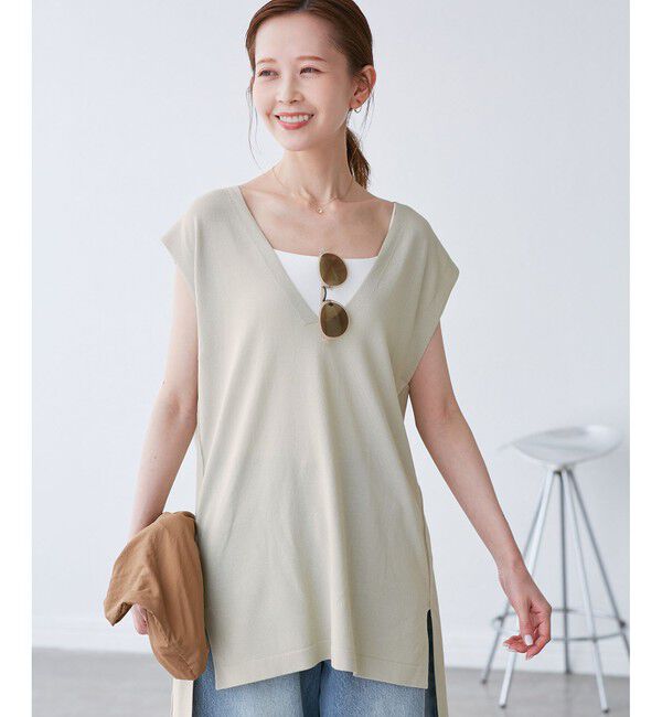 Rope&rsquo;Picnic「【洗濯機OK】深Vニットプルオーバー」|ベスト・ジレ|