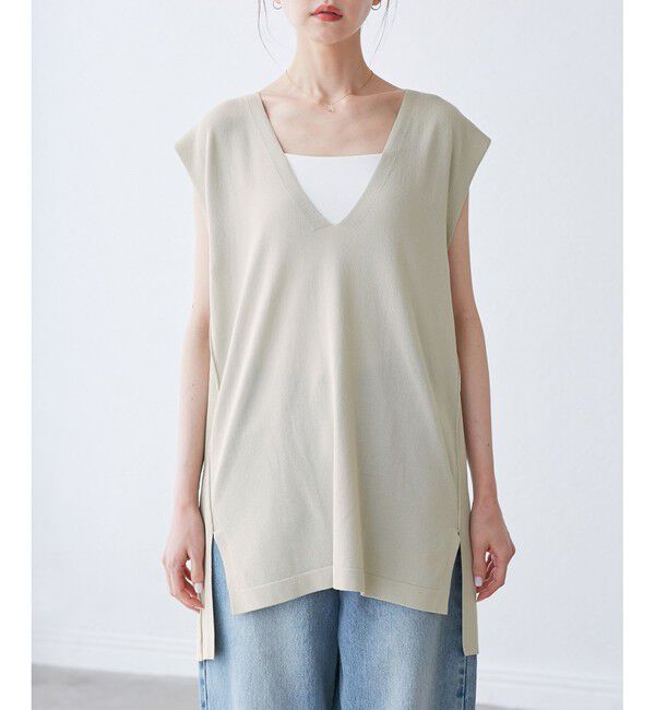 Rope&rsquo;Picnic「【洗濯機OK】深Vニットプルオーバー」|ベスト・ジレ|