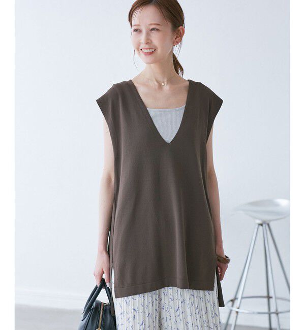 Rope&rsquo;Picnic「【洗濯機OK】深Vニットプルオーバー」|ベスト・ジレ|
