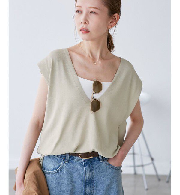 Rope&rsquo;Picnic「【洗濯機OK】深Vニットプルオーバー」|ベスト・ジレ|