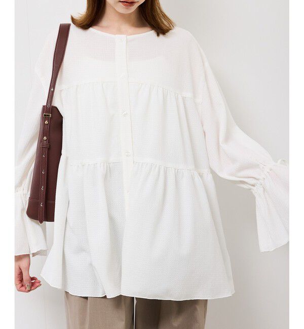 Rope&rsquo;Picnic「【羽織にもなる】シアーワッシャーブラウスカーディガン」|シャツ・ブラウス|