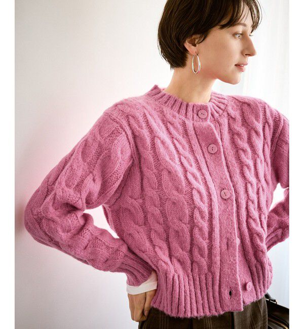 Rope&rsquo;Picnic「ケーブルニットカーディガン」|カーディガン|ローズピンク(64)