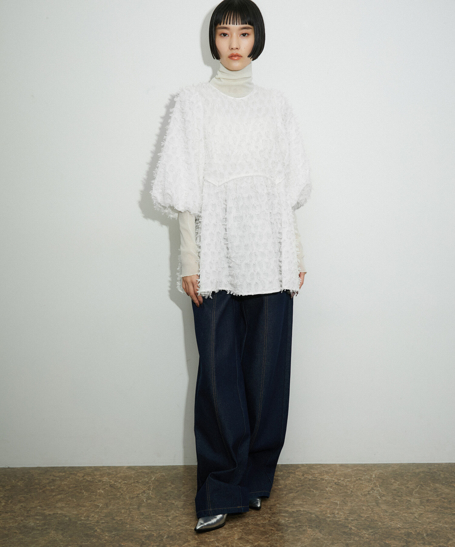 ADAM ET ROPE'「ジャガードペプラムブラウス」|シャツ・ブラウス|