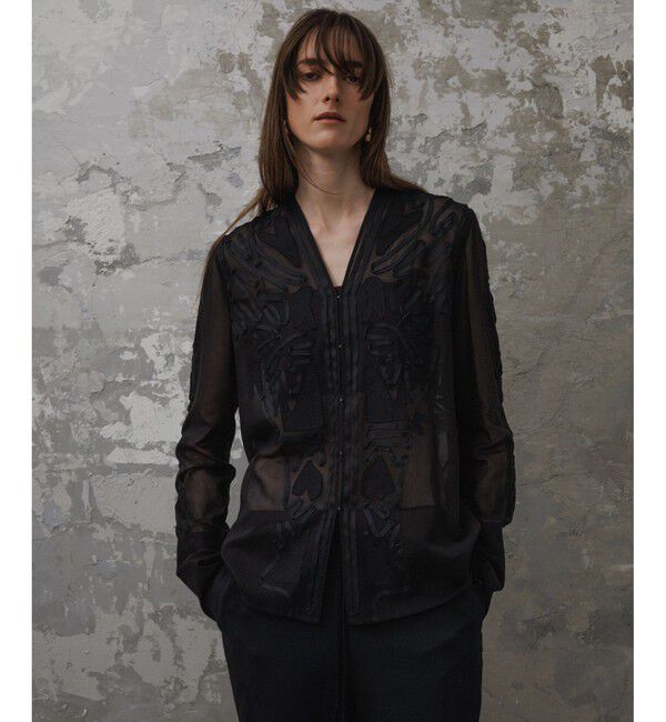 ADAM ET ROPE'「【EMOELLE】ステッチエンブロイダリーブラウス」|シャツ・ブラウス|クロメイン